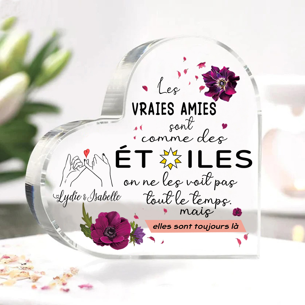 À Ma Meilleure Amie-Plaque Acrylique en Forme de Coeur Texte Personnalisé