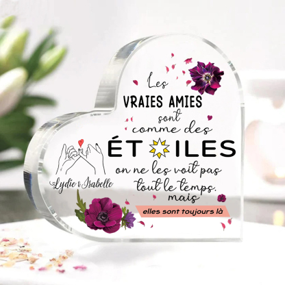 À Ma Meilleure Amie-Plaque Acrylique en Forme de Coeur Texte Personnalisé