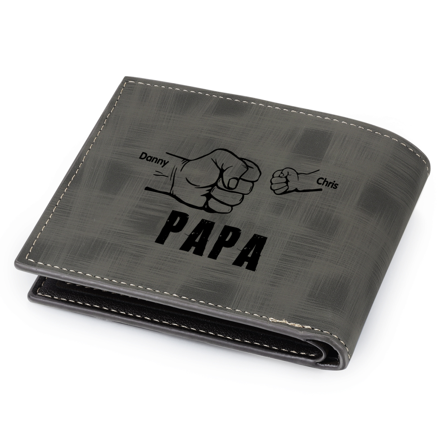 À mon Papa - Portefeuille Poings 2 Prénoms Personnalisés avec Photo Classique Homme Porte-Monnaie Carte