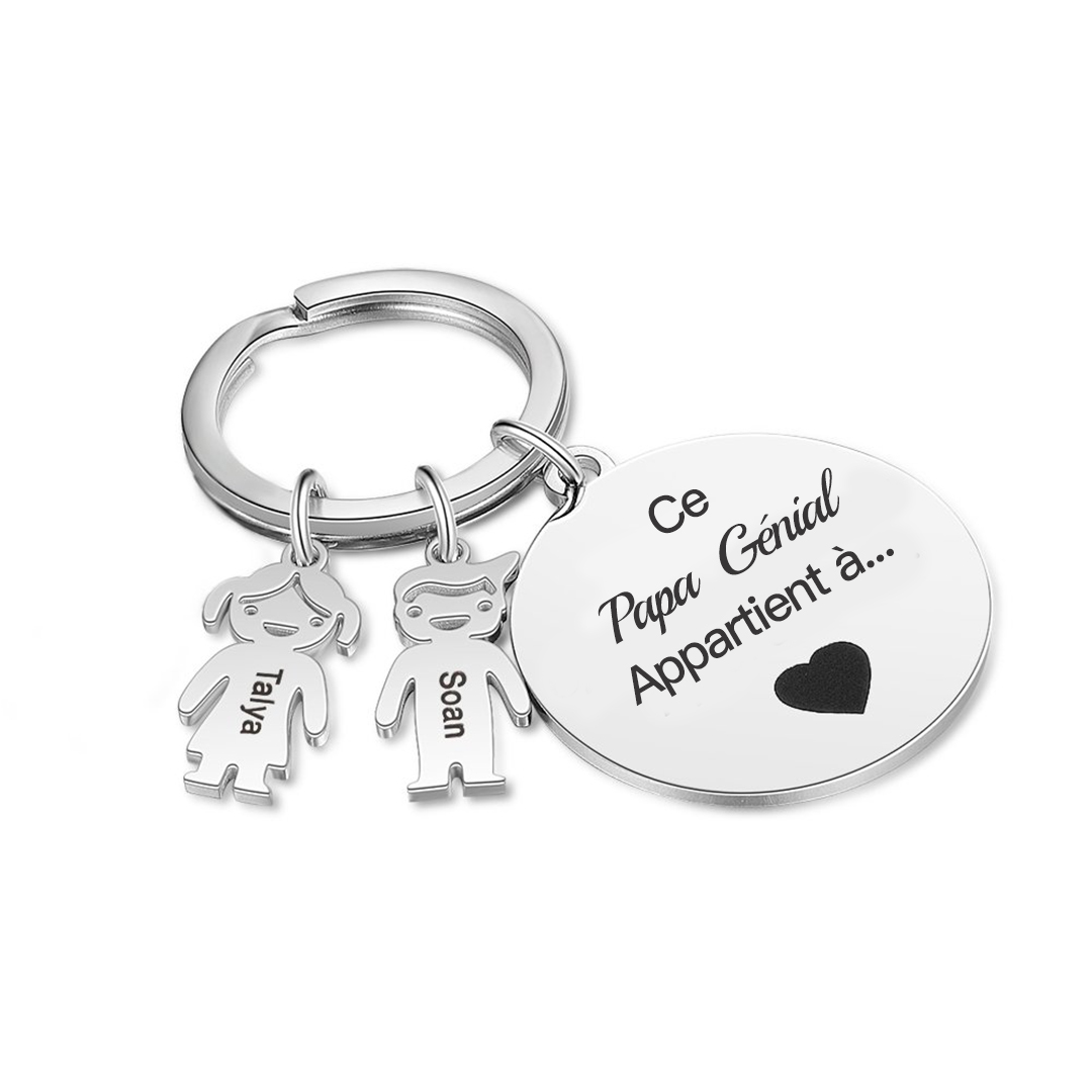 Jessemade FR Porte-Clés Personnalisé Avec Breloques 2 enfants avec 2 prénoms