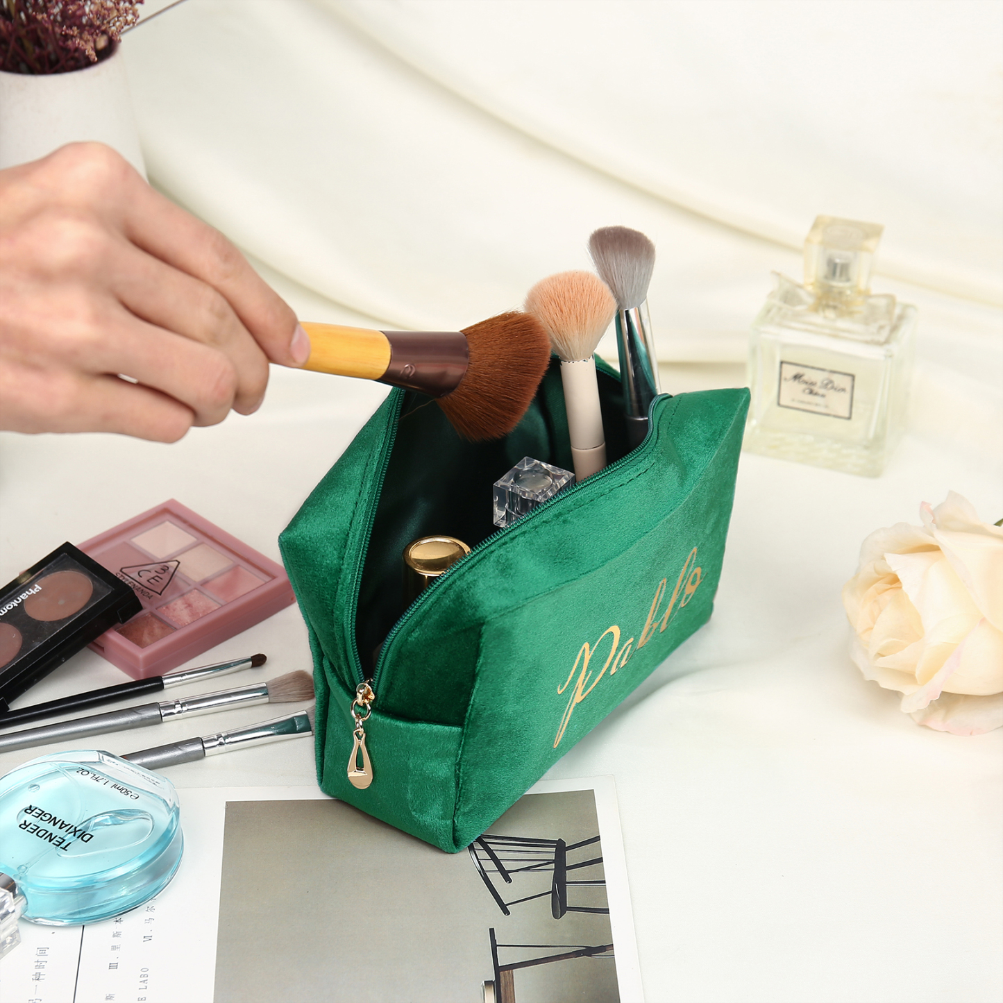 Trousse De Maquillage 1 Prénom Personnalisé Sac De Maquillage À Capacité Élevée Pour Femmes