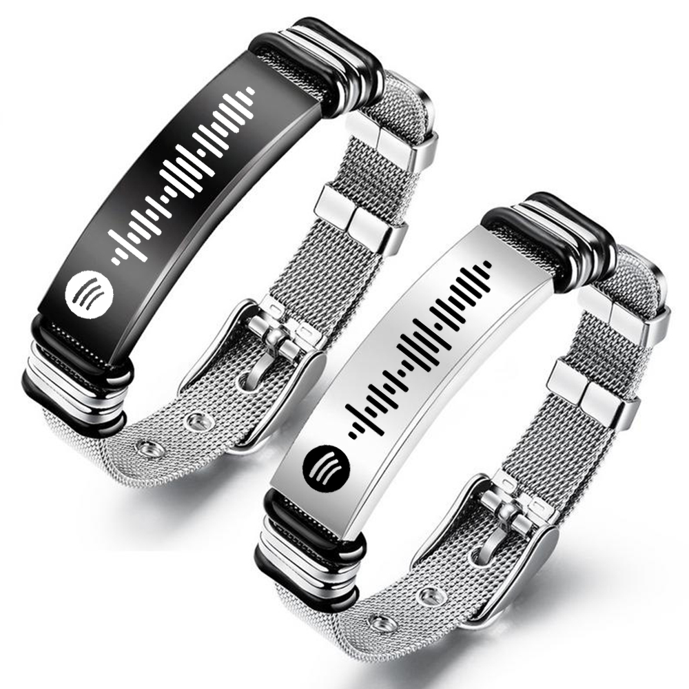 Bracelet De Code Spotify Personnalisée Scannable Plaque De Musique Bracelet Homme