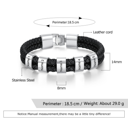 1-8 Noms Bracelet Cuir tressé Personnalisé Bracelet Homme