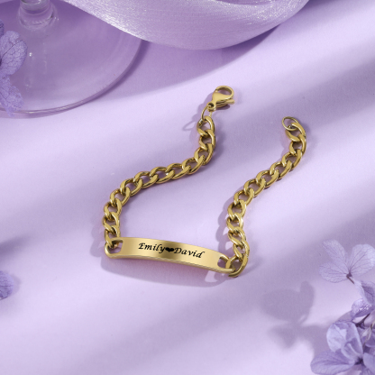 2PCS Bracelets Gourmette texte Personnalisés bracelet en commun pour Un couple Bracelet | Jessemade