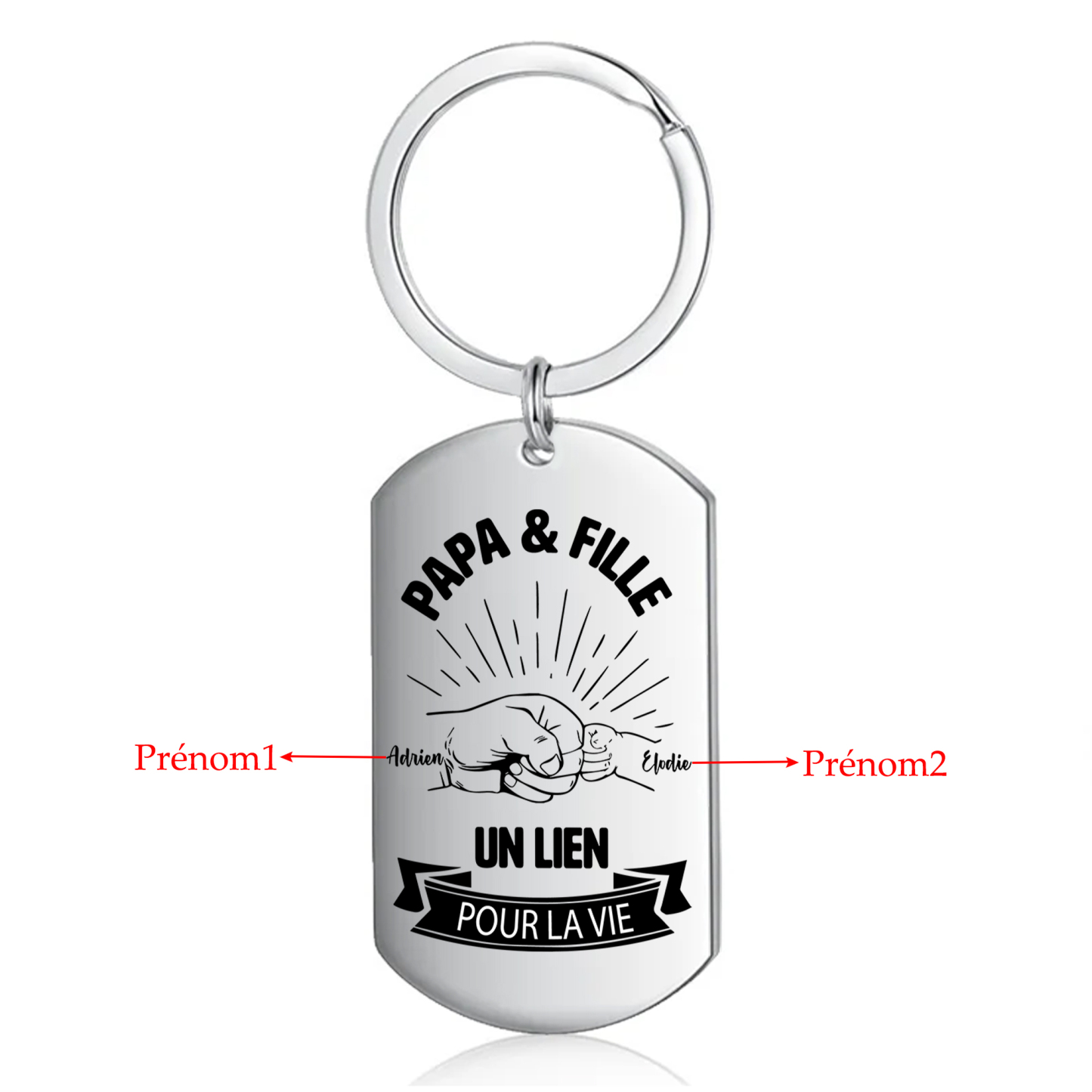 À mon Papa - Porte-Clés Poings 2 Prénoms Personnalisés Porte-Clés Père et Fille