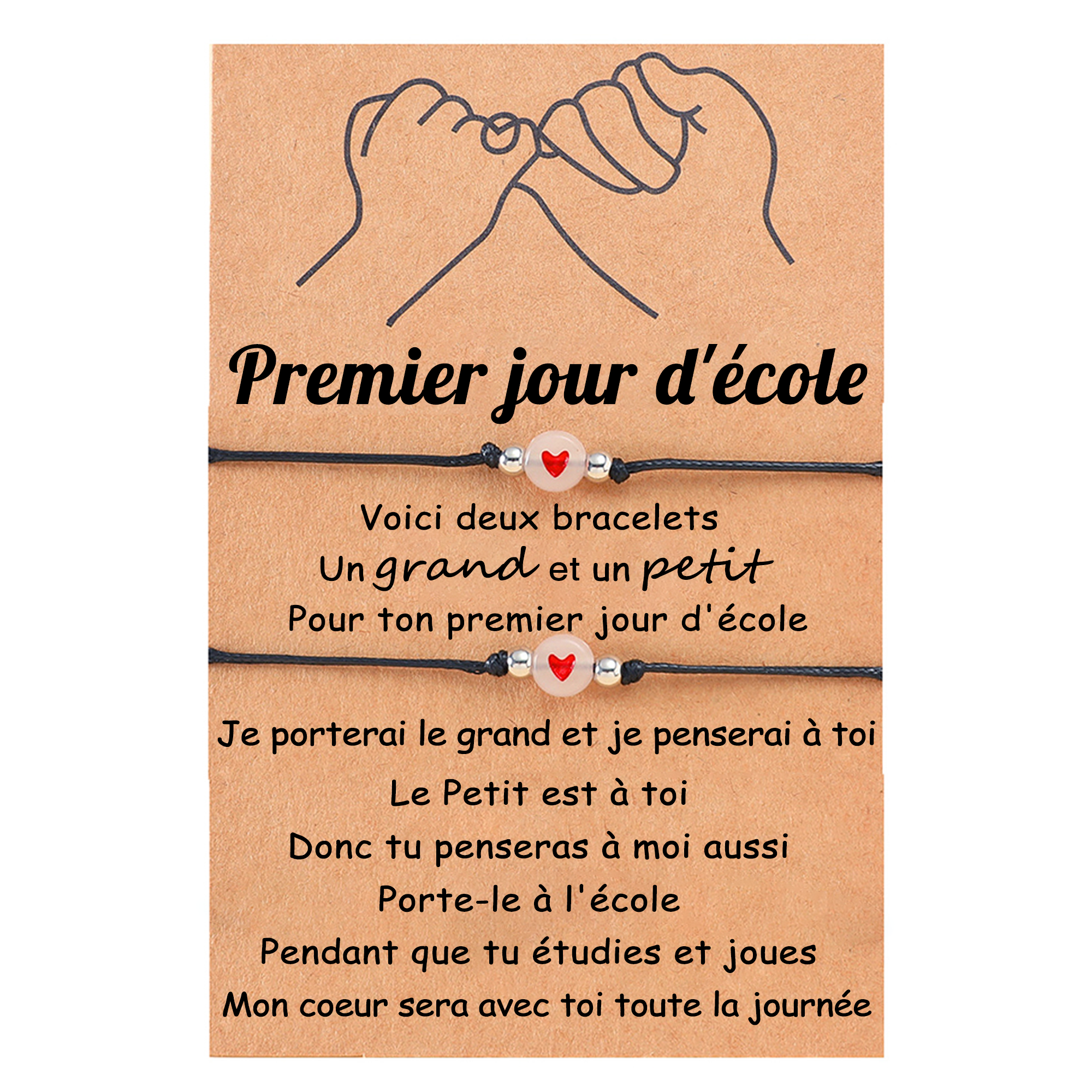 2PCS Ensemble de Bracelets Cœur Bracelet en Commun Cadeau Rentrée Scol