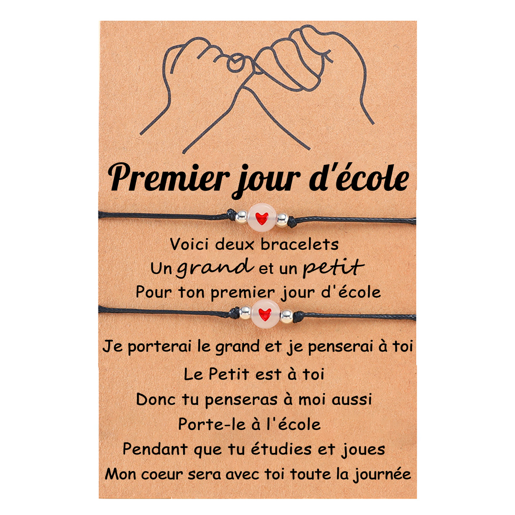 2PCS Ensemble de Bracelets Cœur Bracelet en Commun Cadeau Rentrée Scol