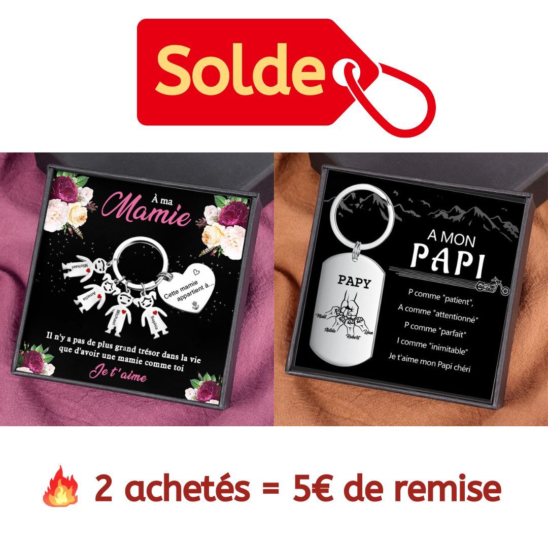 À Ma Mamie - Porte-Clés 4 Prénoms Personnalisé Avec Breloques 4 Enfants