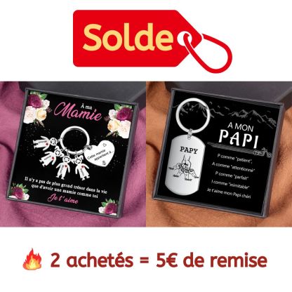 À Ma Mamie - Porte-Clés 4 Prénoms Personnalisé Avec Breloques 4 Enfants
