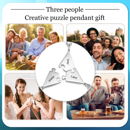 Collier d'amitié 3 pièces de puzzle 3 Prénoms