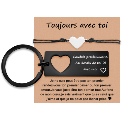 À Mon Homme - 2PCS Ensemble de Porte-clés et Bracelet Cœur-Jessemade FR