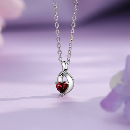 1-6 Noms Collier Cœur Personnalisé avec Pierres de naissance pour Femme