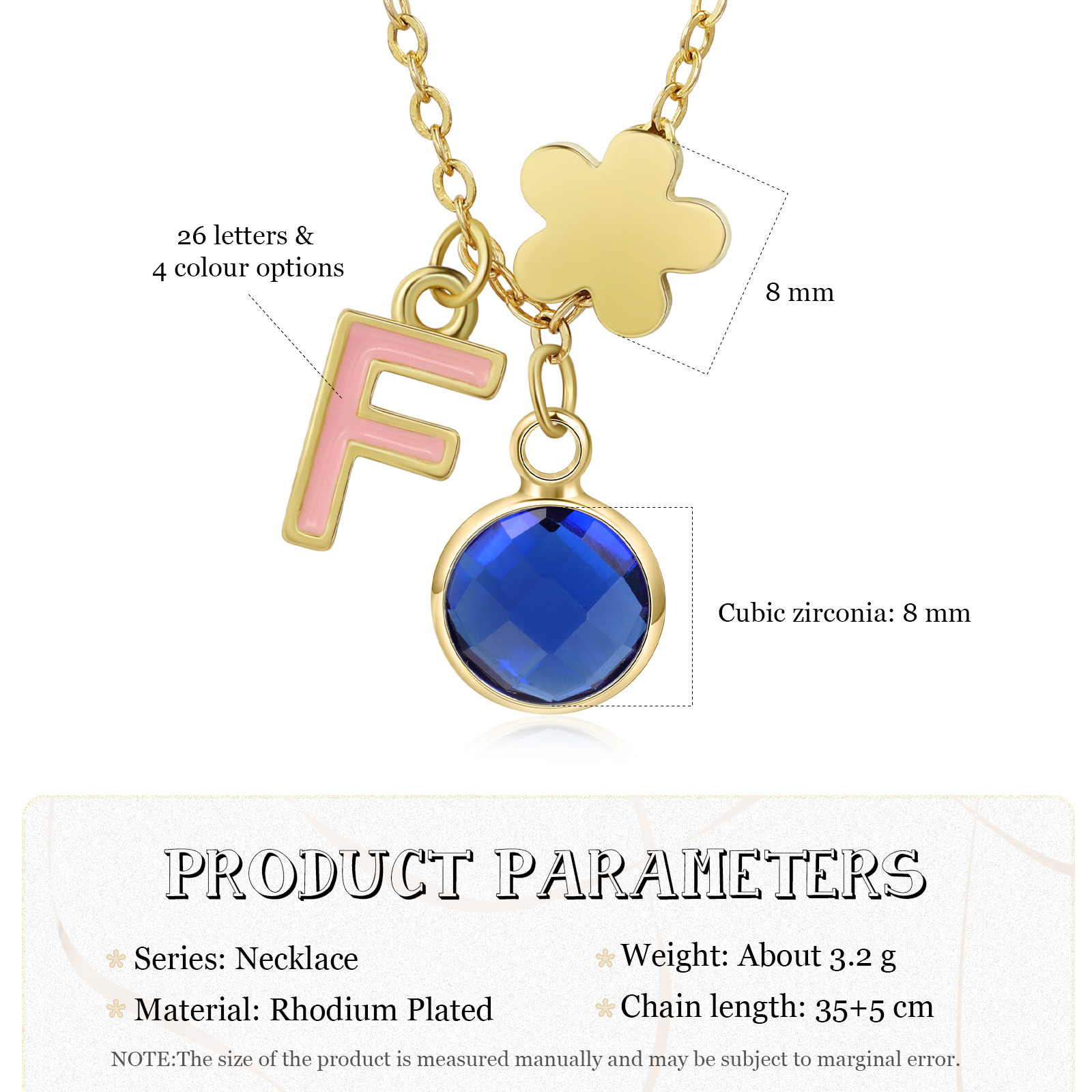 Collier Enfants Bébé Collier 1 Pierre de Naissance et 1 Lettre pour Fille Filleule