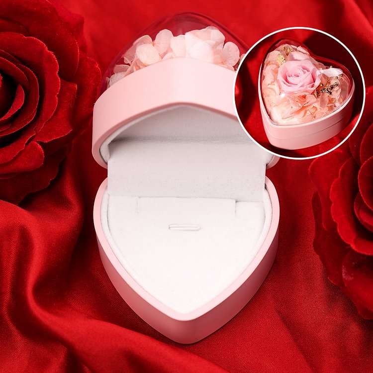 Boîte en Forme de Cœur Cadeau de Boîte à Bijoux Rose Enchantée