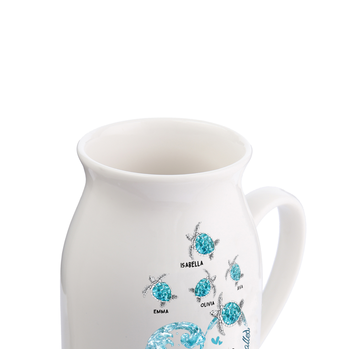 Vase à Fleurs Tortue de Mer 4 Prénoms Personnalisés avec 1 Texte Décoration de la Maison
