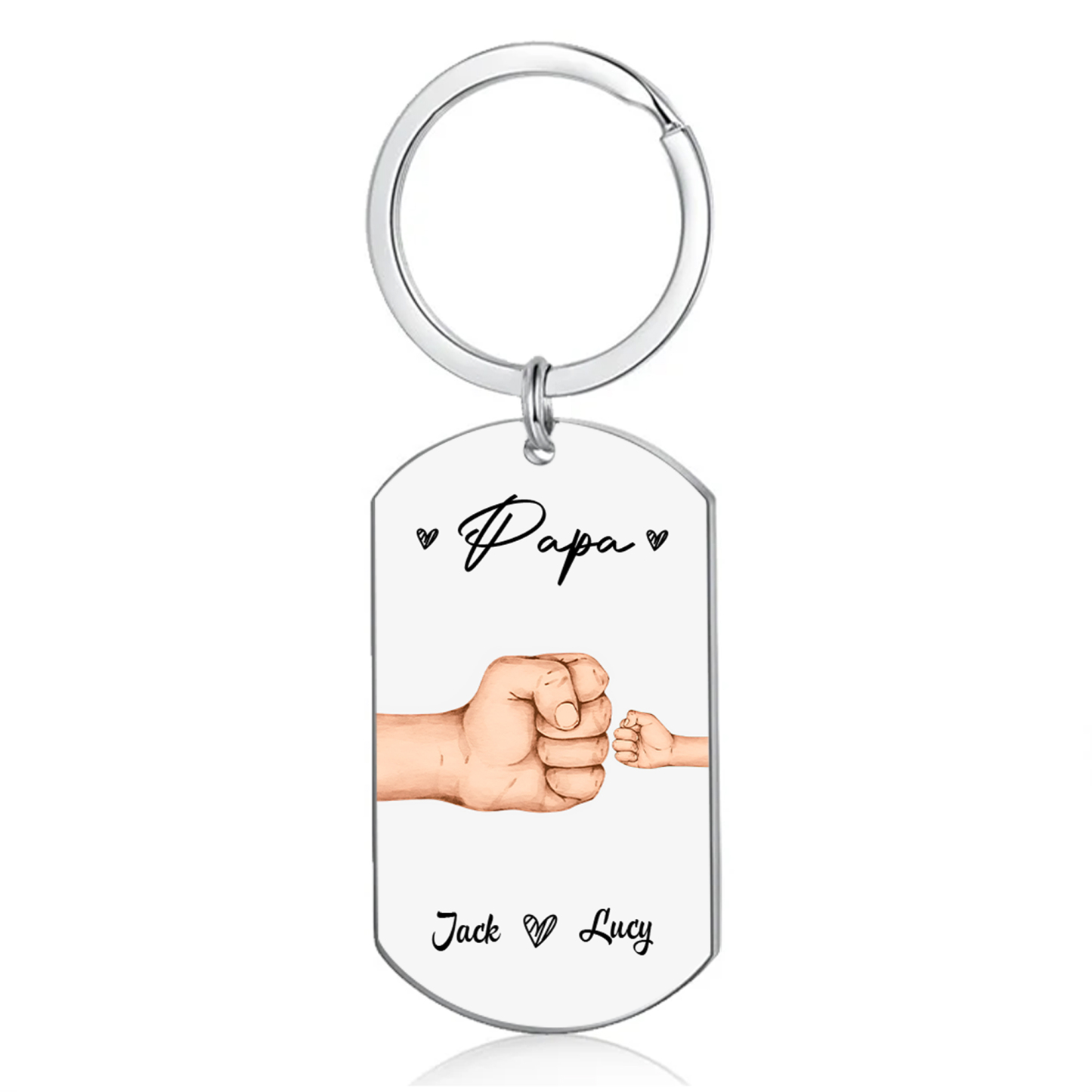 À Papa/Papi - Porte-Clés Poings 2 Prénoms Personnalisés