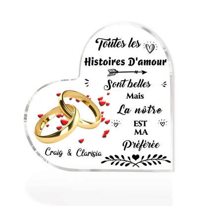 Plaque Acrylique 2 Prénoms Personnalisés Cadeau du saint-valentin pour Couple 