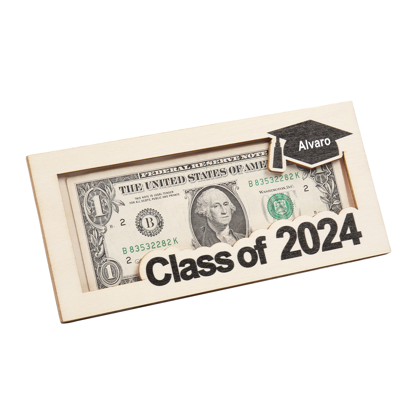 Porte-Cartes Diplômé en bois Prénom et Texte Personnalisés Cadeau de Graduation