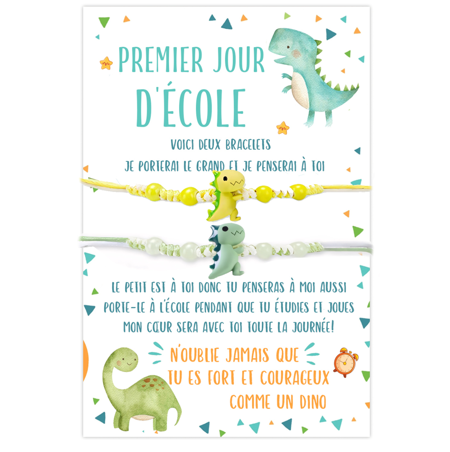 2PCS Bracelets Dinosaure céramique Bracelet en Commun Cadeau Rentrée S