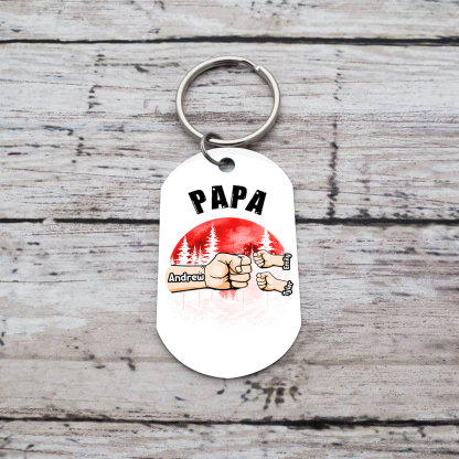 À Papa/Papi - Porte-Clés Poings 3 Prénoms Personnalisés