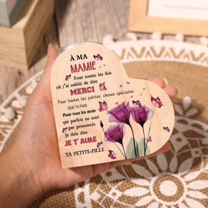 À Ma Mamie - Bougeoir en Bois sans bougie cadeau de Petite-Fille pour Mamie