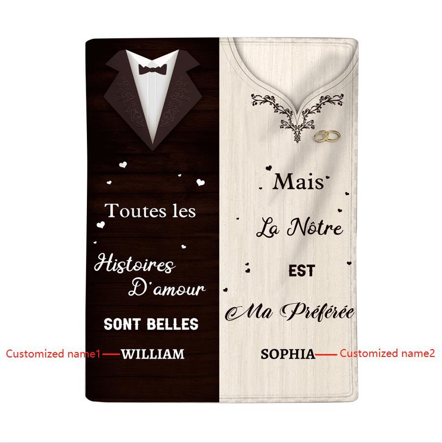 Couverture Plaids Polaire 2 Prénoms Personnalisés | Jessemade