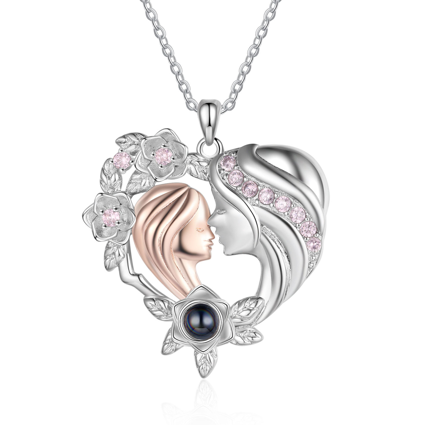 Collier de projection avec photo en noir et blanc personnalisée collier mère et fille