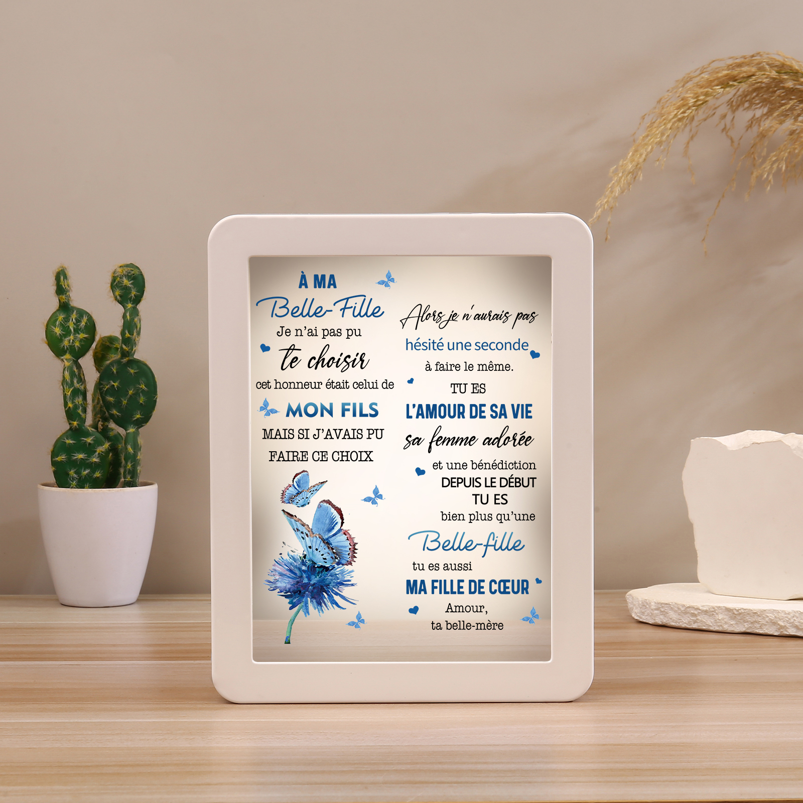 À ma Belle-Fille - Cadre Photo/Miroir LED multifonctionnel