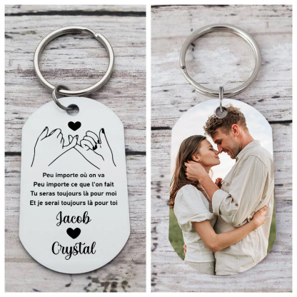 Porte-Clés Couple 2 Prénoms et Photo Personnalisés Promesse du petit d