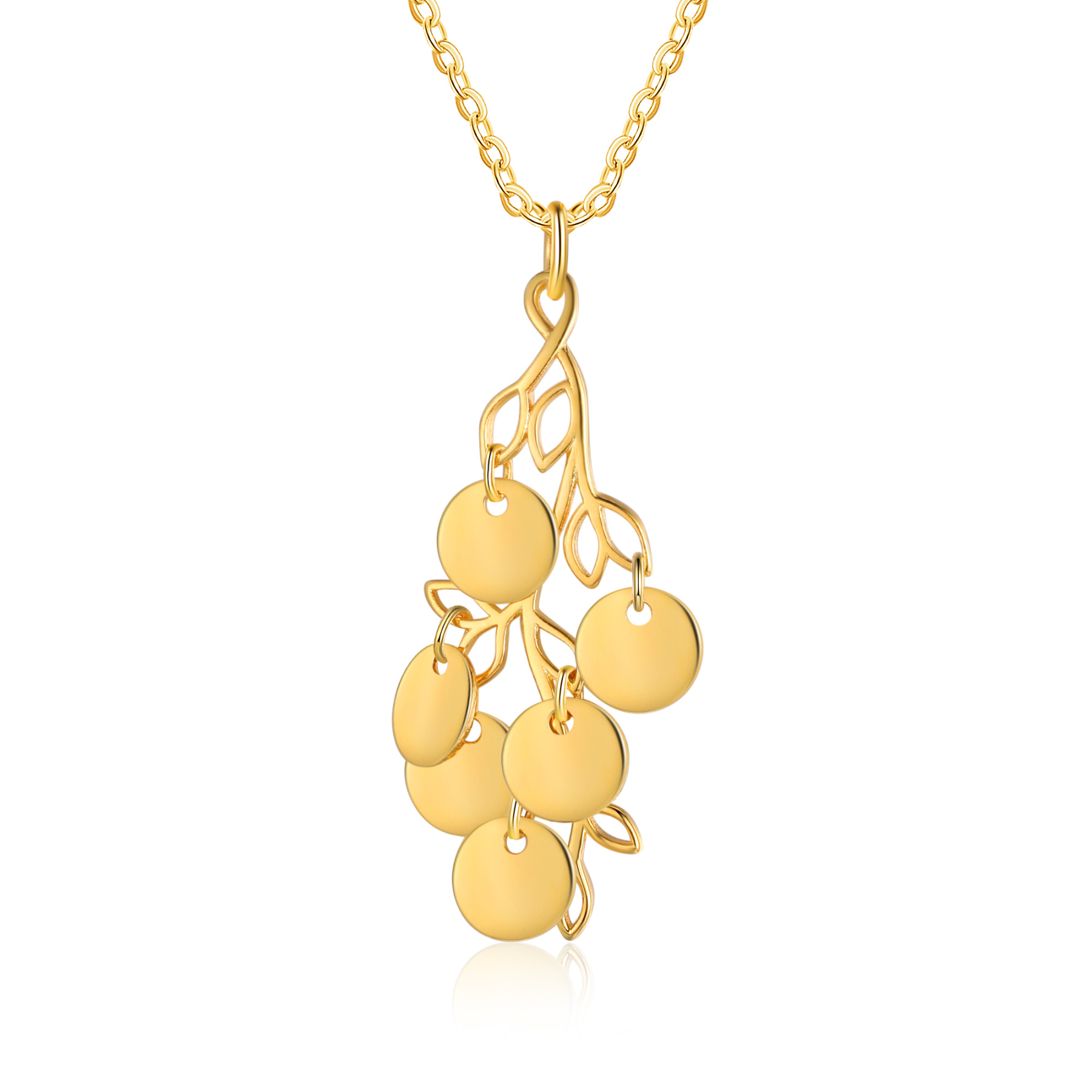 Collier Branches et Feuille 6 Letrres Personnalisés Collier Femmes