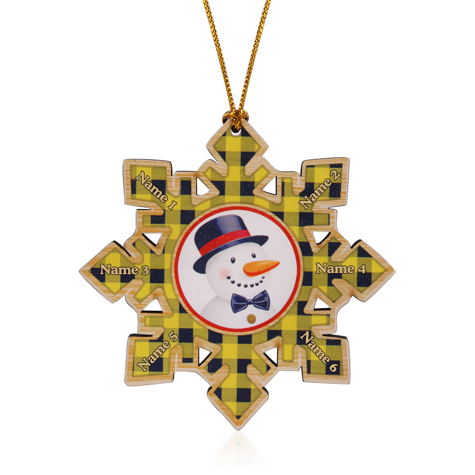 2-6 Noms Décoration Sapin Noël Personnalisés Flocon de neige en Bois Cadeau pour Famille | Jessemade