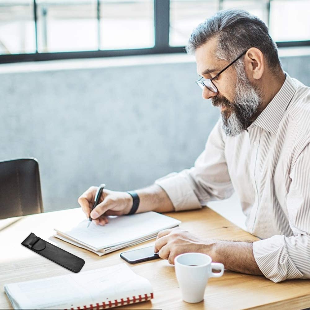 Porte-Stylo en Cuir PU Prénom Personnalisé avec un stylo