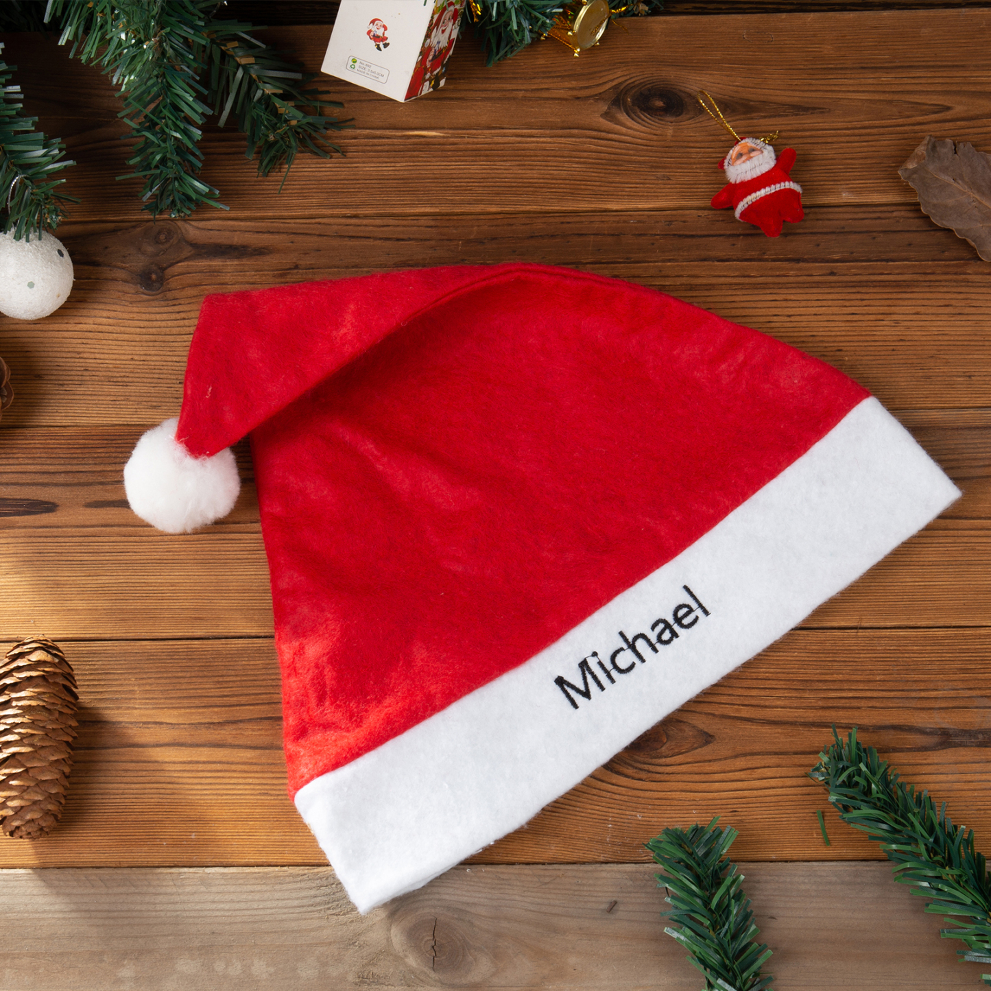 Jessemade FR Chapeau de Noël 1 Prénom Personnalisé pour famille