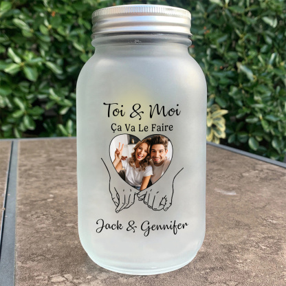 Bocal Solaire LED Personnalisable Photo Bouteille Lumineuse Couple