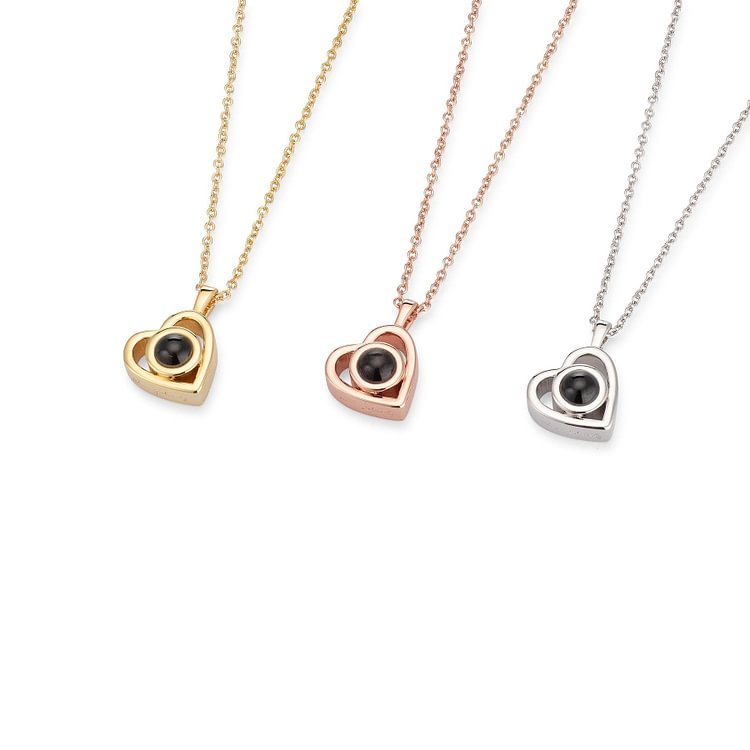 Collier Cœur Projection de Pierres 1 Photo Personnalisée | Jessemade