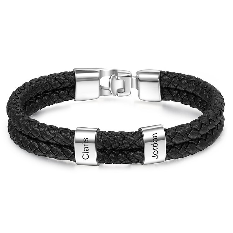 À mon Papa - 1-8 Noms Bracelet Cuir tressé Personnalisé Bracelet Homme