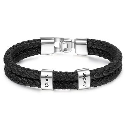 À mon Papa - 1-8 Noms Bracelet Cuir tressé Personnalisé Bracelet Homme
