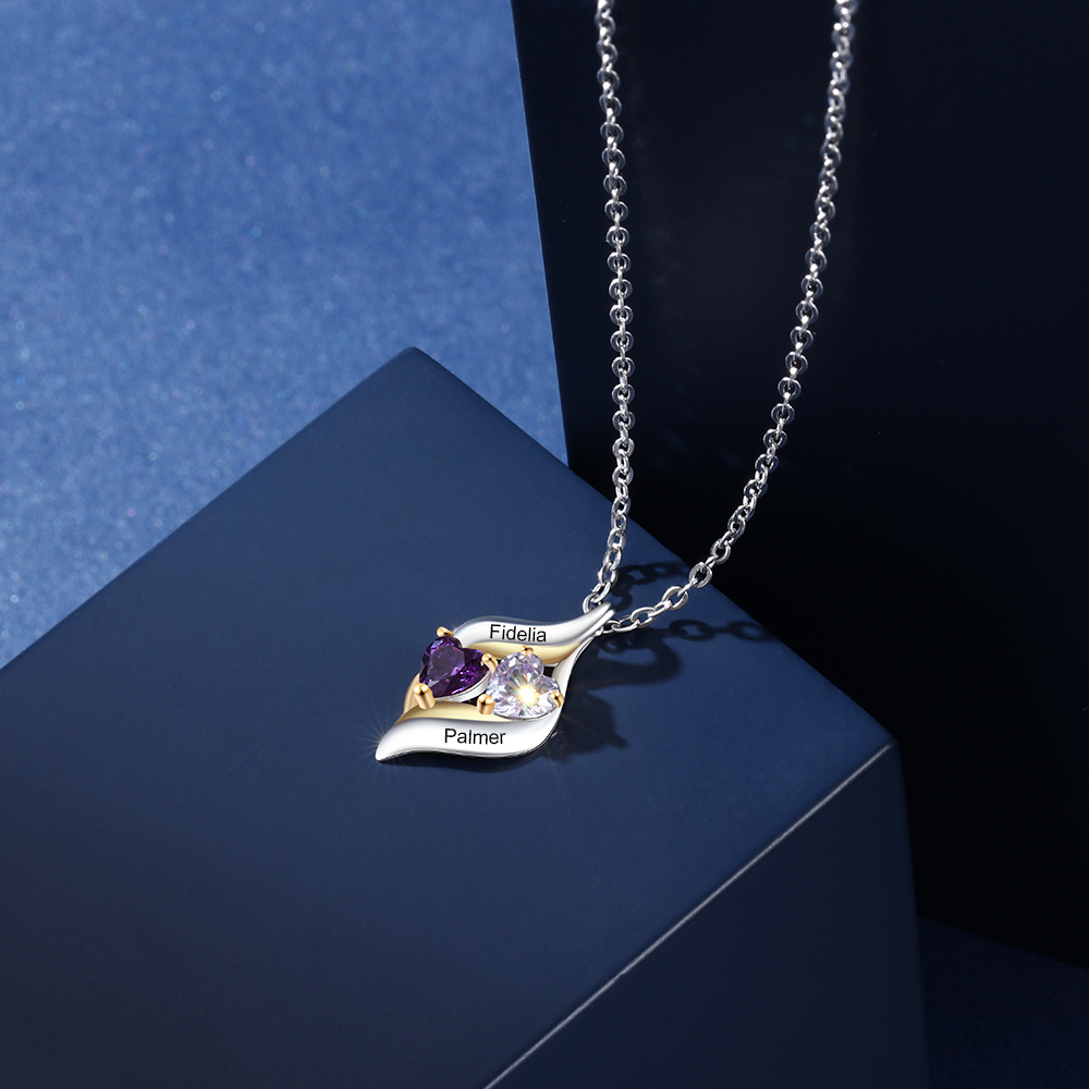 A ma fille-Collier Personnalisé 2 pierres naissance ARGENT 925