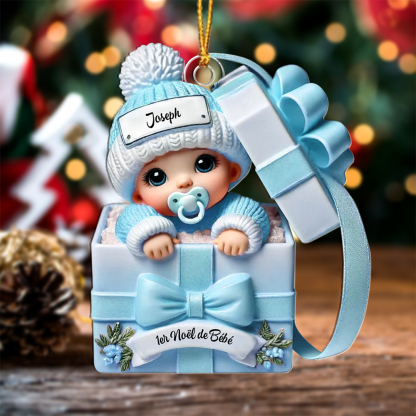 Ornement de Noël Bébé 1er Noël personnalisable avec prénom cadeau pour Noël et naissance à offrir aux parents et grands parents | Jessemade
