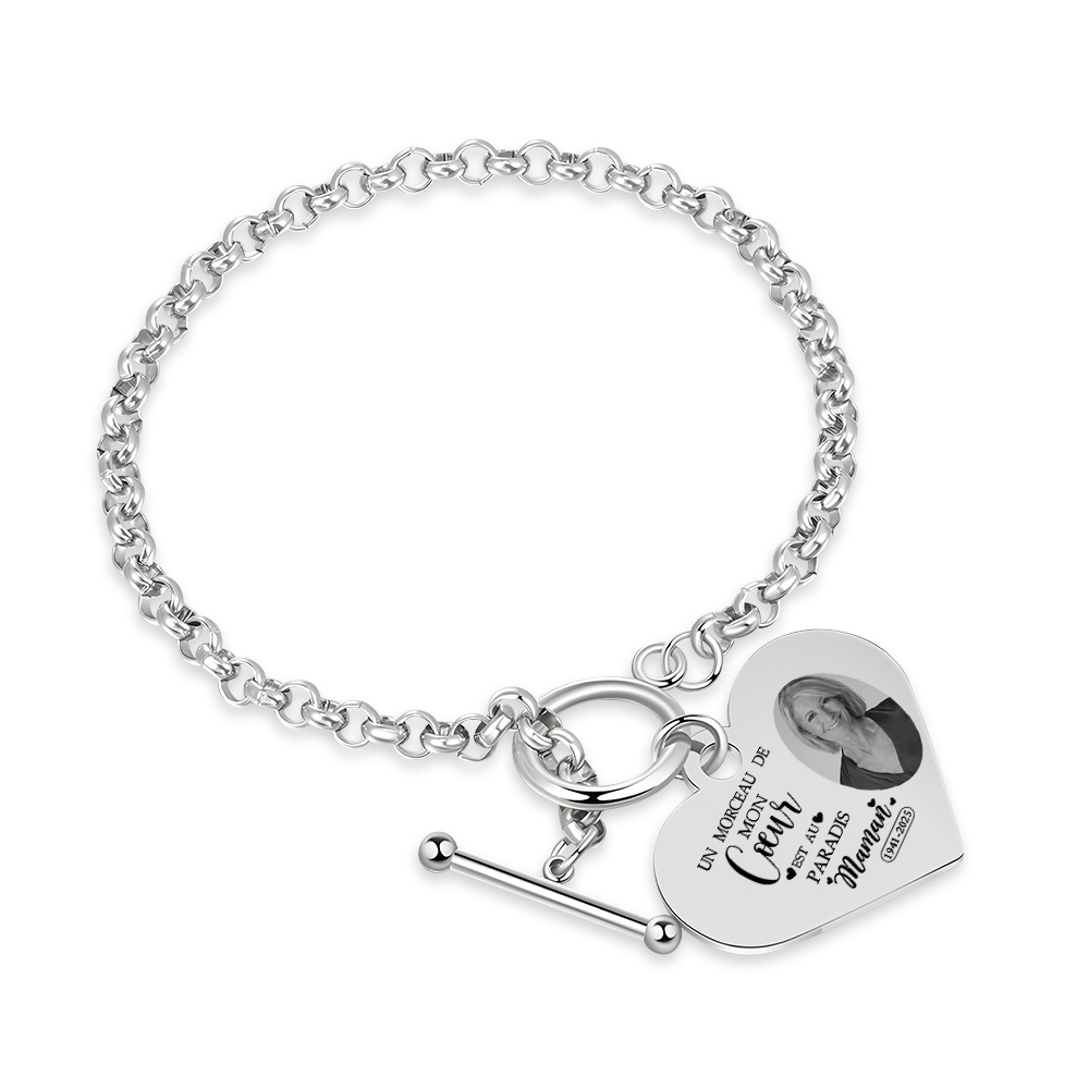 Bracelet Cœur Commémoratif - Un morceau de mon Cœur est au Paradis