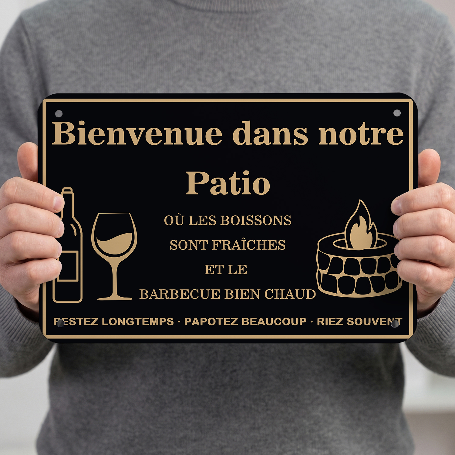 Plaque métallique personnalisée pour le coin barbecue avec texte au choix, panneau barbecue vintage