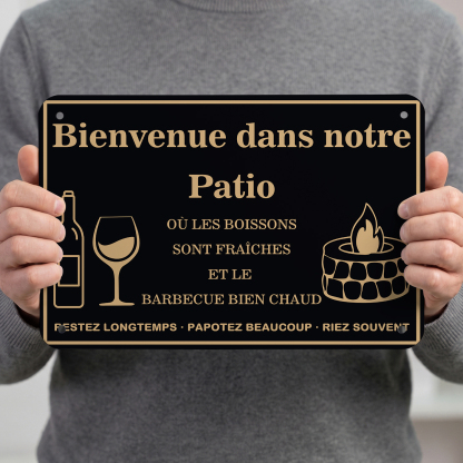 Plaque métallique personnalisée pour le coin barbecue avec texte au choix, panneau barbecue vintage