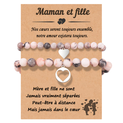 À Ma Fille - Bracelet en Commun 2PCS Ensemble de Bracelets Cœur Cadeau