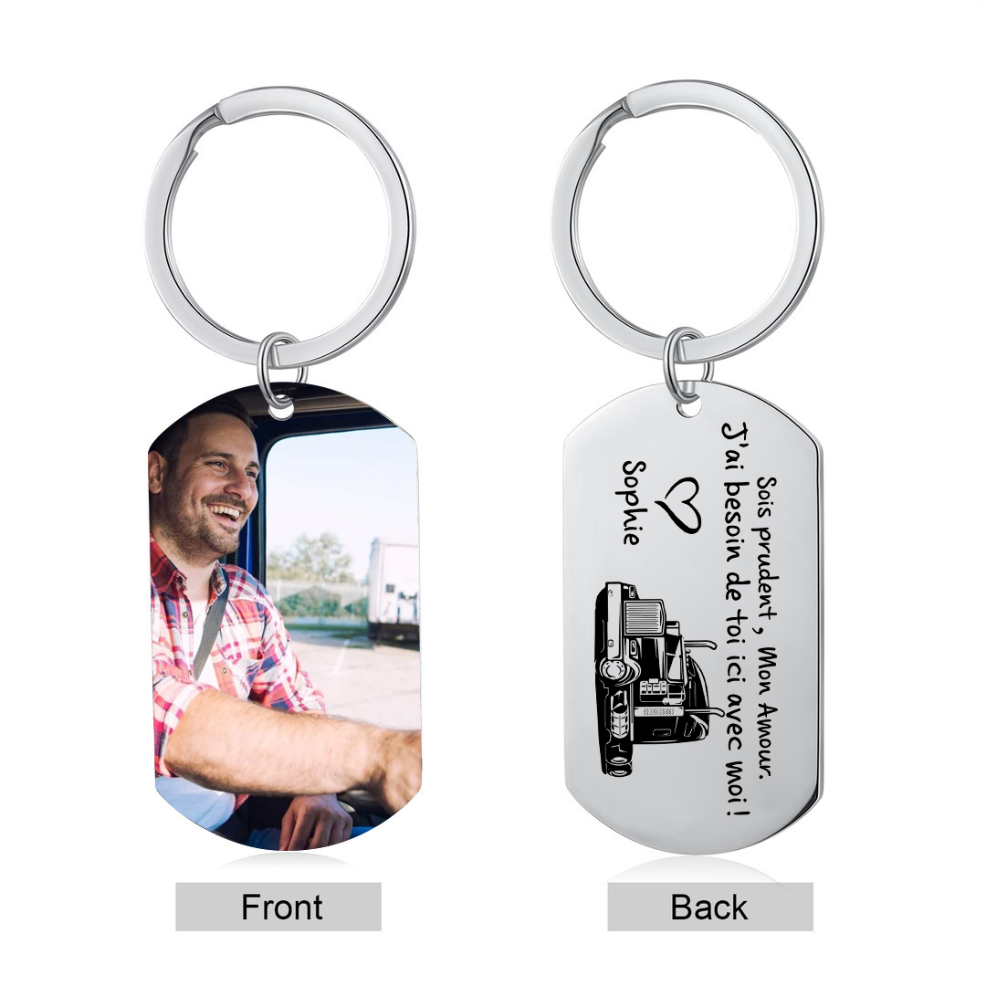 Porte-Clés 1 Prénom et Photo Personnalisés pour Couple