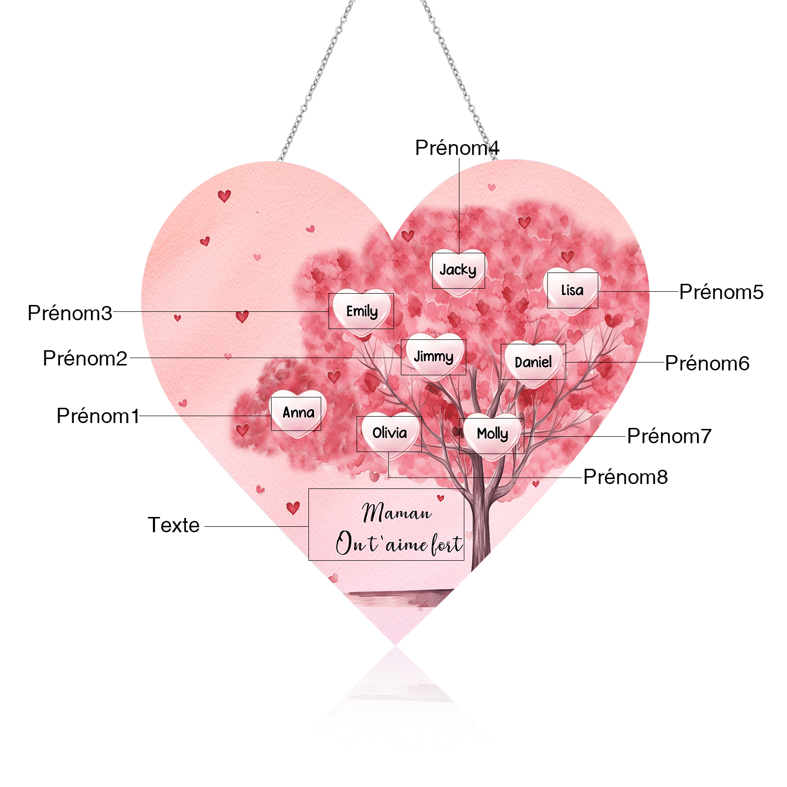 À Maman/Mamie - Veilleuse Cœur Arbre Décoration 8 Prénoms Personnalisés avec 1 Texte
