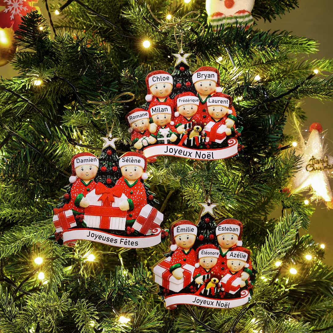 Décoration Sapin Noël Poupée 4 Prénoms Personnalisés et texte