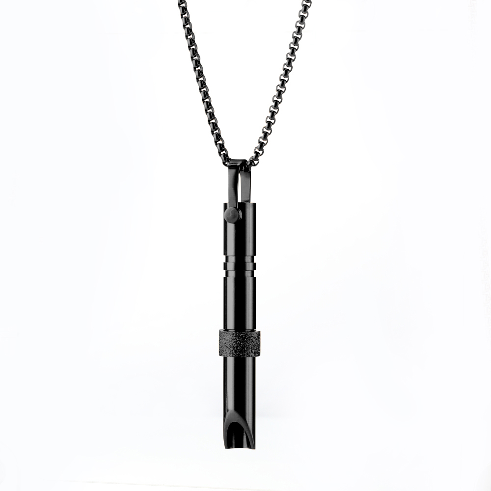 Collier En Acier Inoxydable Avec Sifflet - 2 Pièces, Sac En Velours Inclus, Pour Méditation, Relaxation