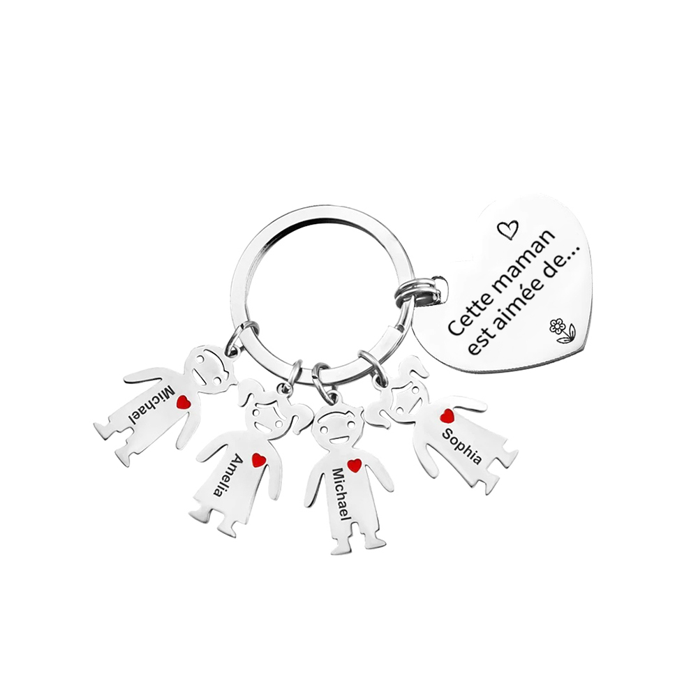 À Ma Maman - Porte-Clés 4 Prénoms Personnalisés Avec Breloques Enfants