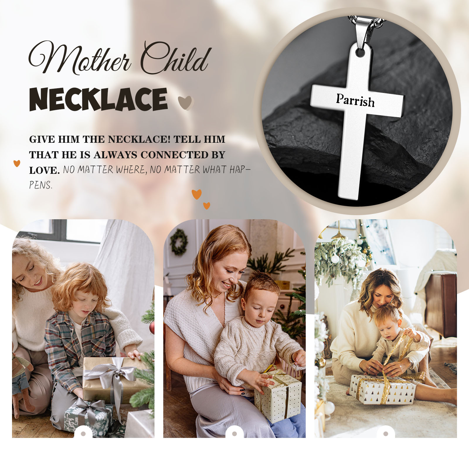 Collier Enfant Croix 1 Prénom Personnalisé Cadeau de Baptême