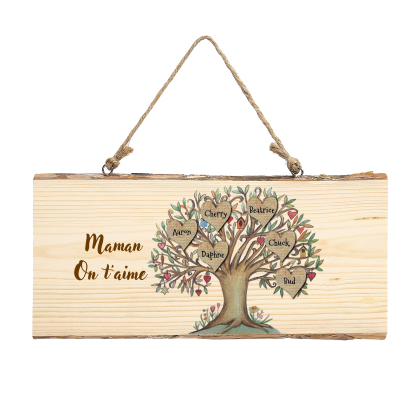 Décoration en bois Arbre de Vie 3-7 Prénoms Personnalisés avec Texte pour Famille Peinture Décorative